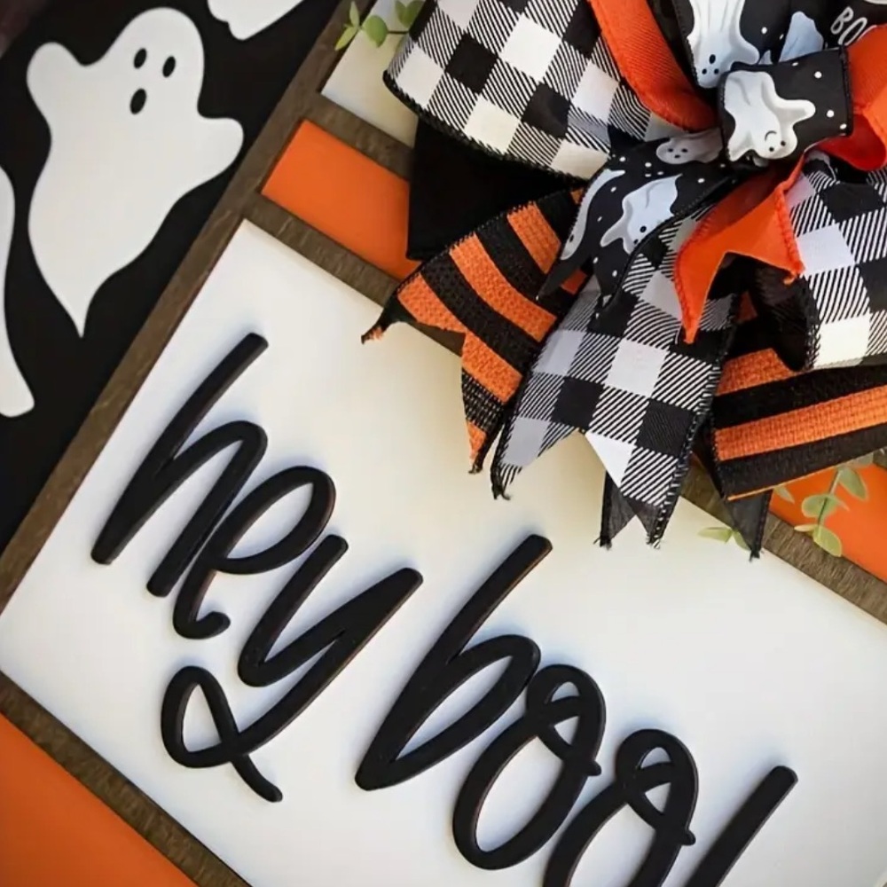 Hey Boo Halloween Welcome Door Sign - Picture 3 of 4